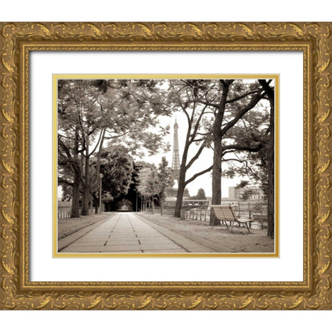 Promenade et Tour Eiffel - 1 Gold Ornate Wood Framed Art Print with Double Matting by Blaustein, Alan