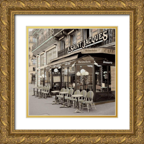 St Jacques Paris Gold Ornate Wood Framed Art Print with Double Matting by Blaustein, Alan