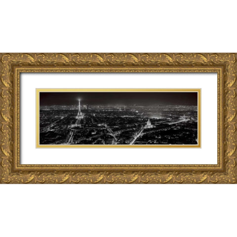 Paris By Night Gold Ornate Wood Framed Art Print with Double Matting by Blaustein, Alan