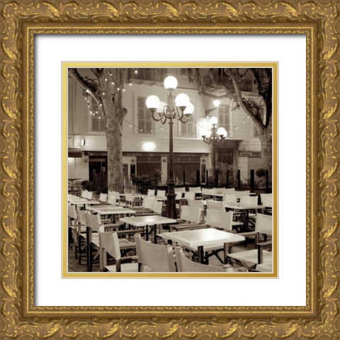 Cote dAzur Cafe - 1 Gold Ornate Wood Framed Art Print with Double Matting by Blaustein, Alan