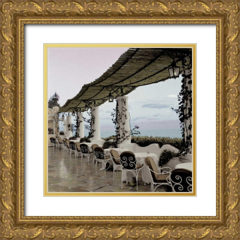 Positano Caffe - 1 Gold Ornate Wood Framed Art Print with Double Matting by Blaustein, Alan