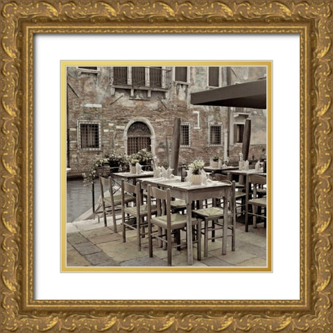 Veneto Caffe - 2 Gold Ornate Wood Framed Art Print with Double Matting by Blaustein, Alan