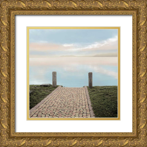 Sunrise Harbor Vista - 1 Gold Ornate Wood Framed Art Print with Double Matting by Blaustein, Alan