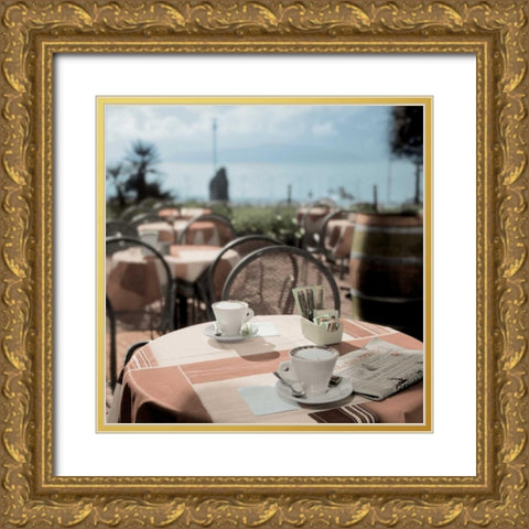 Gravedonna Caffe Gold Ornate Wood Framed Art Print with Double Matting by Blaustein, Alan