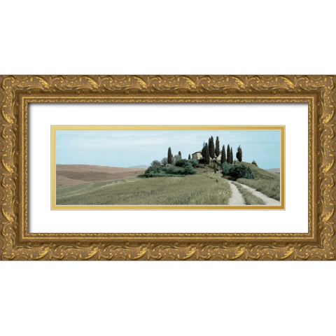 Val dÃ¢â‚¬â„¢Orcia Pano - 4 Gold Ornate Wood Framed Art Print with Double Matting by Blaustein, Alan