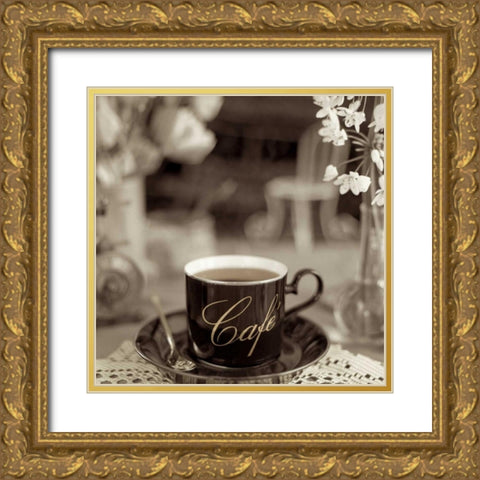 Nagano Cafe - 2 Gold Ornate Wood Framed Art Print with Double Matting by Blaustein, Alan