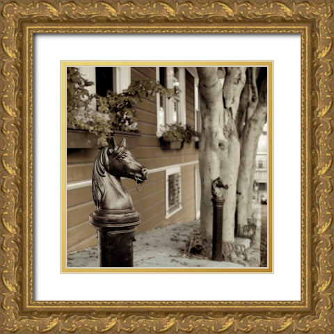 Hitching Post - 5 Gold Ornate Wood Framed Art Print with Double Matting by Blaustein, Alan
