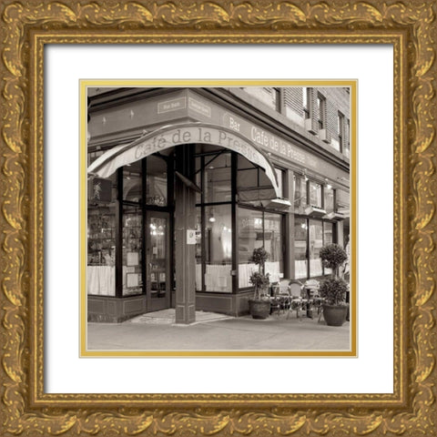 Cafe de La Presse - 2 Gold Ornate Wood Framed Art Print with Double Matting by Blaustein, Alan