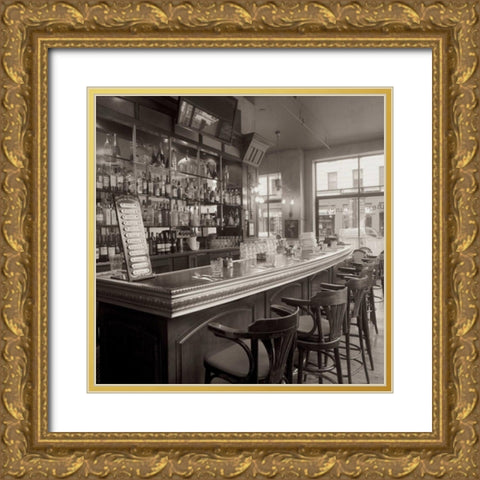La Colombre Cafe - 3 Gold Ornate Wood Framed Art Print with Double Matting by Blaustein, Alan