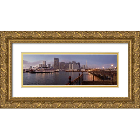 Bay Pano - 120 Gold Ornate Wood Framed Art Print with Double Matting by Blaustein, Alan