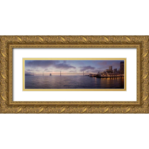 Bay Pano - 119 Gold Ornate Wood Framed Art Print with Double Matting by Blaustein, Alan