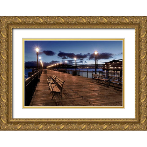 Broadway Pier - 22 Gold Ornate Wood Framed Art Print with Double Matting by Blaustein, Alan