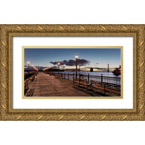 Broadway Pier Pano - 114 Gold Ornate Wood Framed Art Print with Double Matting by Blaustein, Alan
