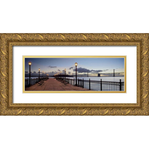 Broadway Pier Pano - 115 Gold Ornate Wood Framed Art Print with Double Matting by Blaustein, Alan