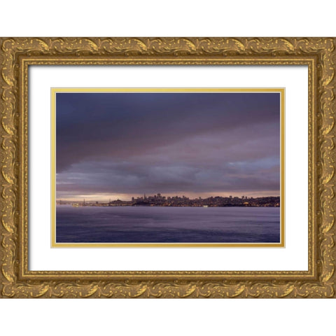 SF Skyline - 100 Gold Ornate Wood Framed Art Print with Double Matting by Blaustein, Alan