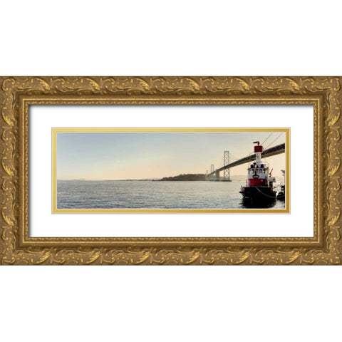 Bay Bridge Pano - 105 Gold Ornate Wood Framed Art Print with Double Matting by Blaustein, Alan