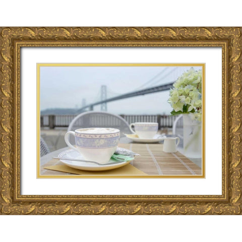 Dream Cafe Bay Bridge - 1 Gold Ornate Wood Framed Art Print with Double Matting by Blaustein, Alan