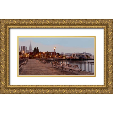 Broadway Pier Pano - 113 Gold Ornate Wood Framed Art Print with Double Matting by Blaustein, Alan