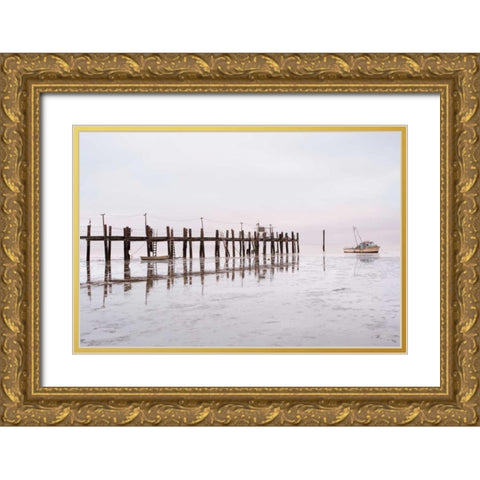 Antique Pier - 103 Gold Ornate Wood Framed Art Print with Double Matting by Blaustein, Alan