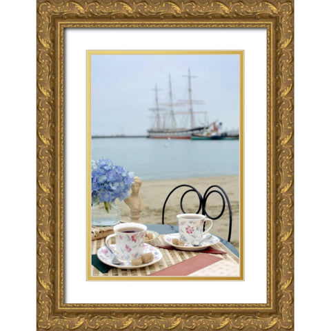 Dream Cafe Hyde St Pier - 30 Gold Ornate Wood Framed Art Print with Double Matting by Blaustein, Alan