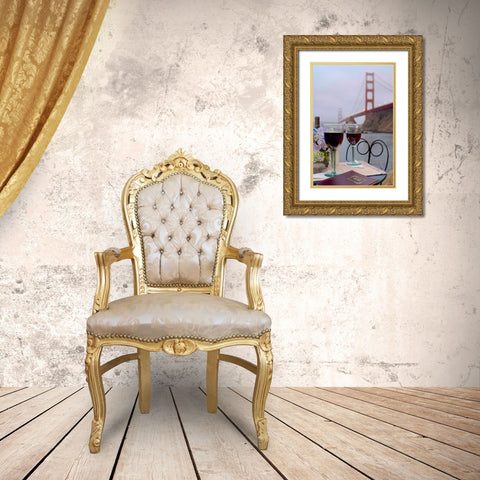 Dream Cafe Golden Gate Bridge - 39 Gold Ornate Wood Framed Art Print with Double Matting by Blaustein, Alan