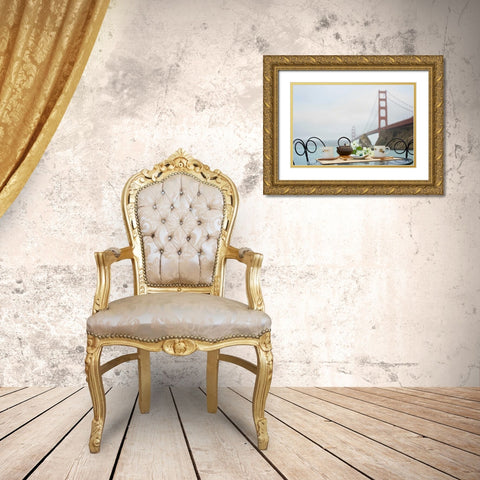 Dream Cafe Golden Gate Bridge - 43 Gold Ornate Wood Framed Art Print with Double Matting by Blaustein, Alan