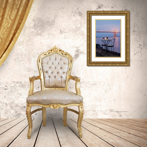 Dream Cafe Golden Gate Bridge - 51 Gold Ornate Wood Framed Art Print with Double Matting by Blaustein, Alan
