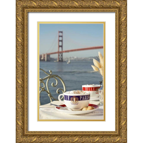 Dream Cafe Golden Gate Bridge - 76 Gold Ornate Wood Framed Art Print with Double Matting by Blaustein, Alan
