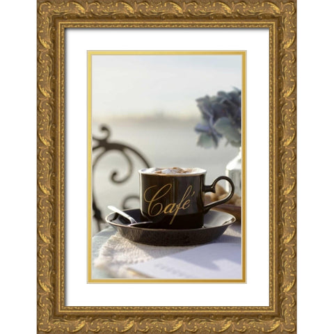 Dream Cafe Golden Gate Bridge - 85 Gold Ornate Wood Framed Art Print with Double Matting by Blaustein, Alan