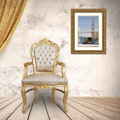Dream Cafe Golden Gate Bridge - 88 Gold Ornate Wood Framed Art Print with Double Matting by Blaustein, Alan