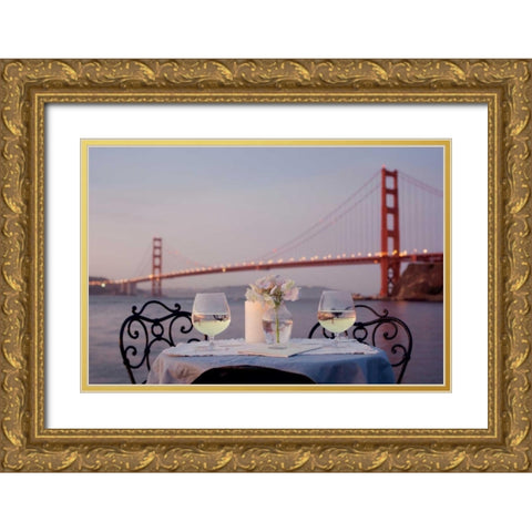 Dream Cafe Golden Gate Bridge - 78 Gold Ornate Wood Framed Art Print with Double Matting by Blaustein, Alan