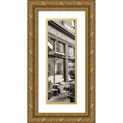 Cafe la Presse Pano - 1 Gold Ornate Wood Framed Art Print with Double Matting by Blaustein, Alan
