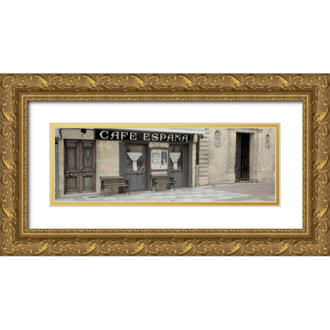 Cafe Espana Pano - 1 Gold Ornate Wood Framed Art Print with Double Matting by Blaustein, Alan
