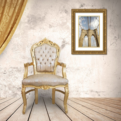 Brooklyn Bridge Gold Ornate Wood Framed Art Print with Double Matting by Blaustein, Alan