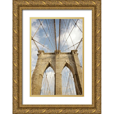 Brooklyn Bridge Gold Ornate Wood Framed Art Print with Double Matting by Blaustein, Alan