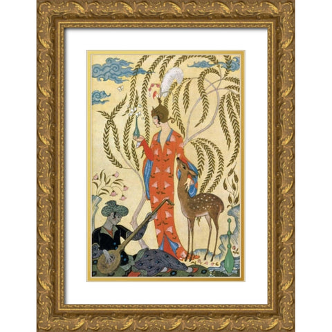 Persia Gold Ornate Wood Framed Art Print with Double Matting by Barbier, Georges