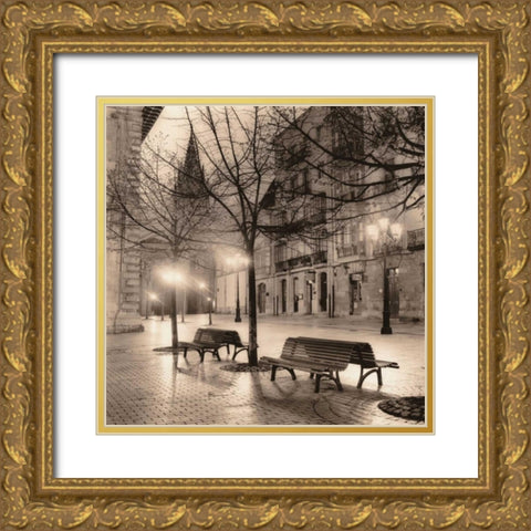 Plaza de Porlier Oviedo Gold Ornate Wood Framed Art Print with Double Matting by Blaustein, Alan