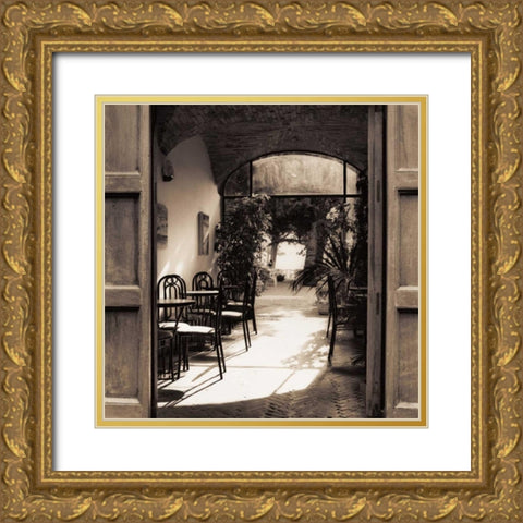 Caffe Spello Gold Ornate Wood Framed Art Print with Double Matting by Blaustein, Alan