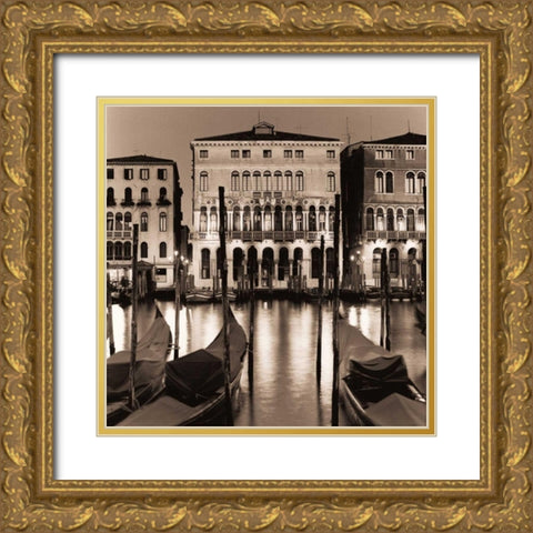 Il Gran Canale di Notte Gold Ornate Wood Framed Art Print with Double Matting by Blaustein, Alan