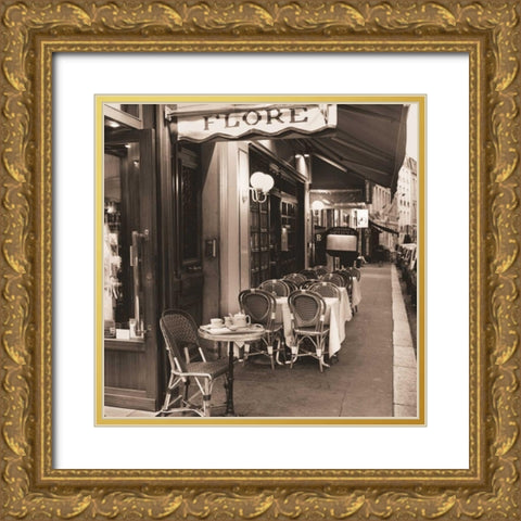 Cafe de Flore Gold Ornate Wood Framed Art Print with Double Matting by Blaustein, Alan
