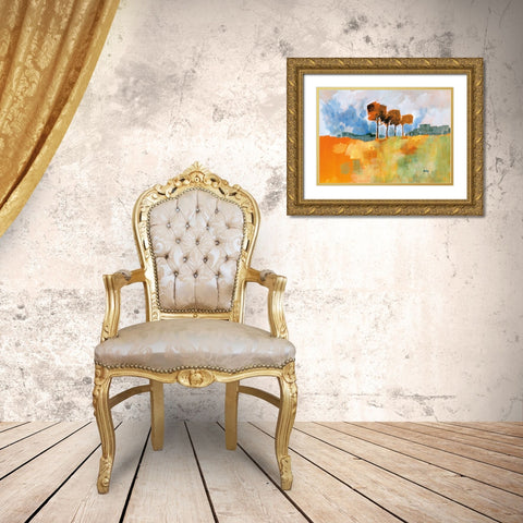 Four Trees Gold Ornate Wood Framed Art Print with Double Matting by Bailey, Paul