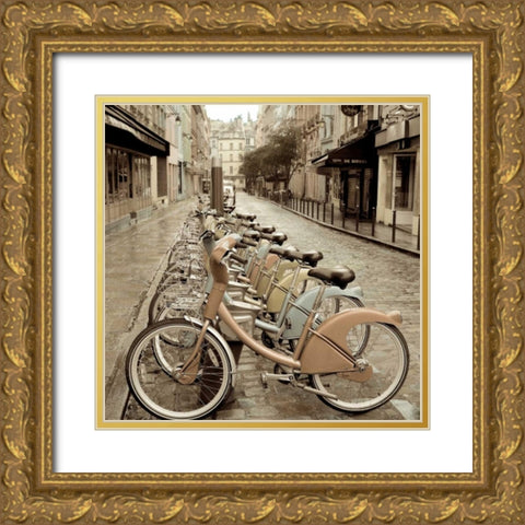 City Street Ride Gold Ornate Wood Framed Art Print with Double Matting by Blaustein, Alan