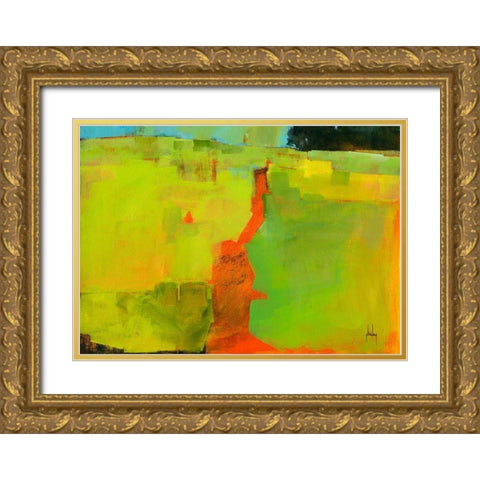 Orange Path Gold Ornate Wood Framed Art Print with Double Matting by Bailey, Paul