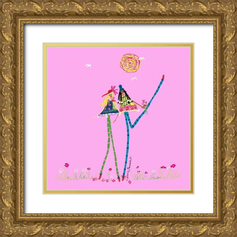 Best Friends Gold Ornate Wood Framed Art Print with Double Matting by Benchetrit, Caroline