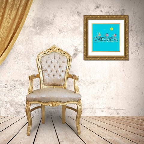 Tour de Girls Gold Ornate Wood Framed Art Print with Double Matting by Benchetrit, Caroline