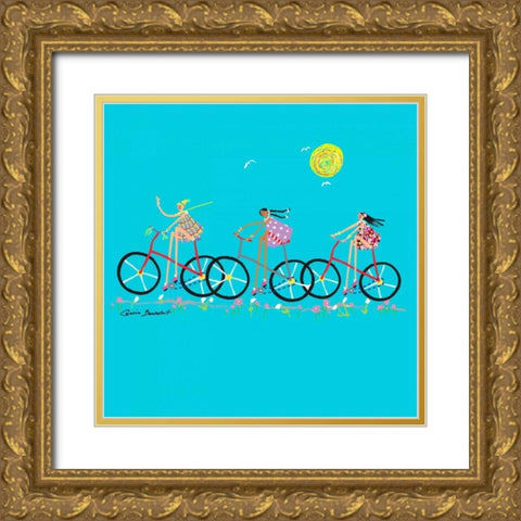 Tour de Girls Gold Ornate Wood Framed Art Print with Double Matting by Benchetrit, Caroline