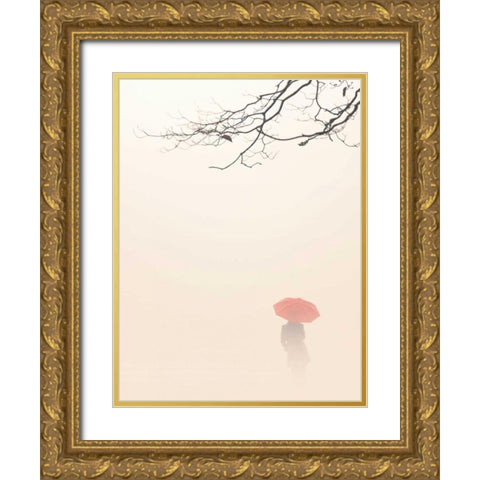 In Autumn Fog Gold Ornate Wood Framed Art Print with Double Matting by Bell, Nicholas