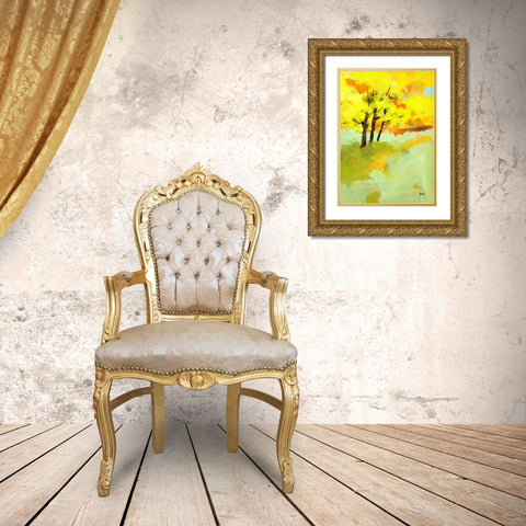 Autumn Trio Gold Ornate Wood Framed Art Print with Double Matting by Bailey, Paul