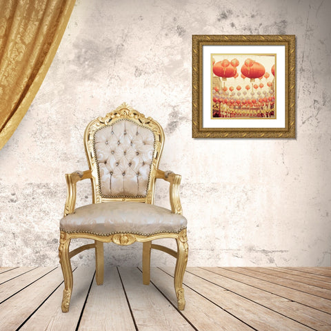 Chinese Lanterns Gold Ornate Wood Framed Art Print with Double Matting by Bevan, Keri