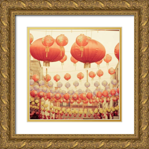 Chinese Lanterns Gold Ornate Wood Framed Art Print with Double Matting by Bevan, Keri